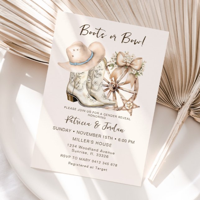 Invitation Révélation du genre des bottes ou des bow de l'Oue (Créateur téléchargé)