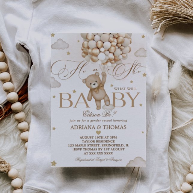 Invitation Révélation du genre du ballon d'ours (Créateur téléchargé)