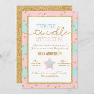 Invitation Révélation du genre Twinkle Pink Blue Gold