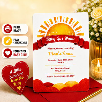 Invitation Révélation du nom de bébé fille à la douche Girly 