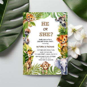 Invitation Révélation du sexe Animaux de Safari Tropical Wild