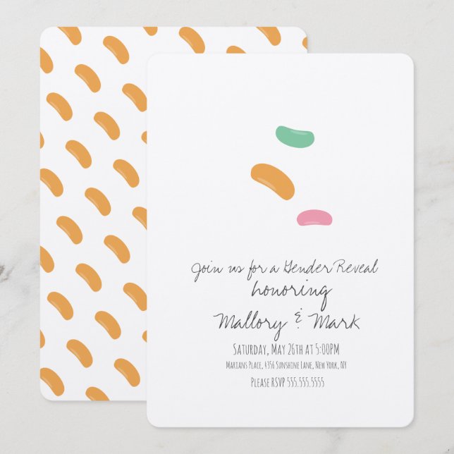 Invitation Révélation du sexe avec bonbons jelly pastel (Devant / Derrière)