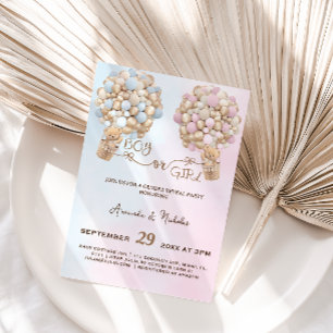 Invitation Révélation du sexe avec des ballons roses et bleus
