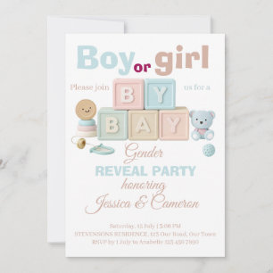 Invitation Révélation du sexe avec des blocs bébé