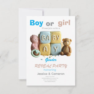 Invitation Révélation du Sexe avec des Blocs Bébé