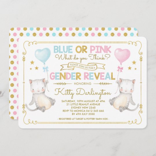 Invitation Revelation Du Sexe Chez Le Chat Kitten Baby Shower Zazzle Fr