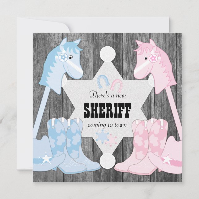 Invitation Révélation du sexe Cowboy Shérif (Devant)
