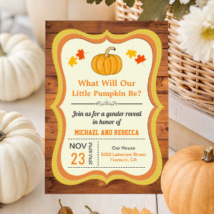 Invitation Révélation du sexe de bébé à l'automne avec bois d