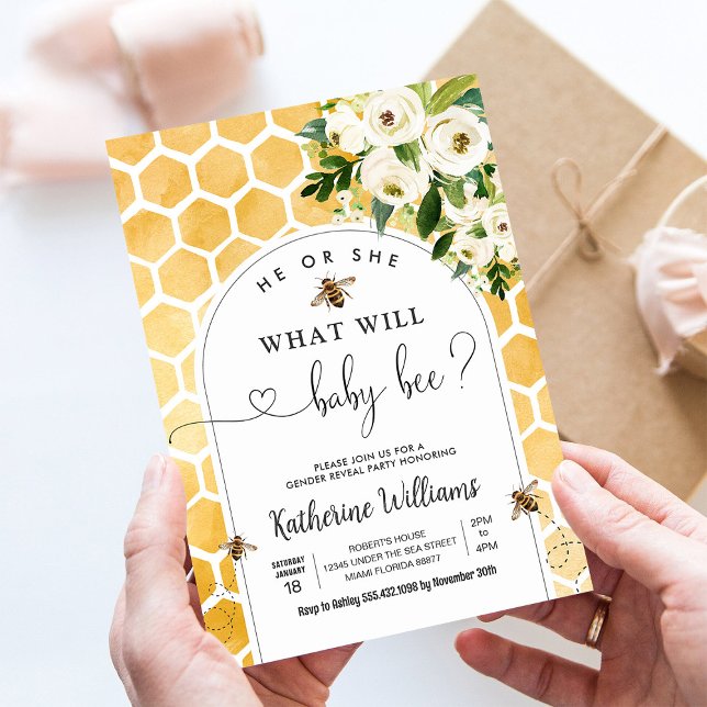 Invitation Révélation du sexe de bébé abeille (Créateur téléchargé)