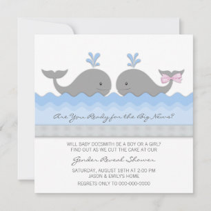 Invitation Révélation du sexe de bébé baleine mignon