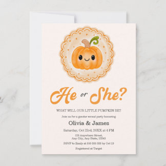 Invitation Révélation du sexe de bébé Citrouille d'automne Or