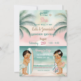 Invitation Révélation du sexe de bébé de plage tropicale Blus