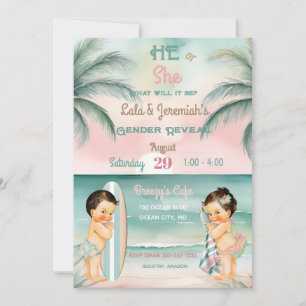 Invitation Révélation du sexe de bébé de plage tropicale Blus