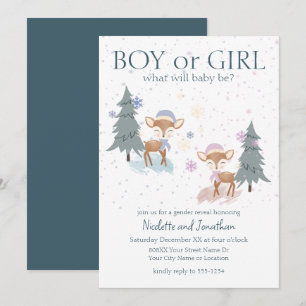 Invitation Révélation du sexe de bébé en forêt mignonne en hi