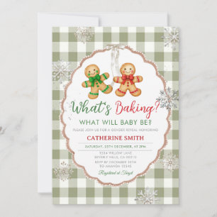 Invitation Révélation du sexe de bébé en Vichy Vert Sauge: Qu