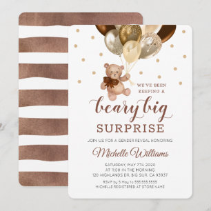 Invitation Révélation du sexe de bébé Teddy Bear Beary Big Su