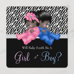 Invitation Révélation du sexe de bébé zèbre élégant