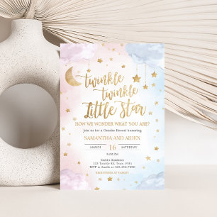 Invitation Révélation du sexe de la petite étoile rose bleue