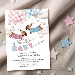 Invitation Révélation du sexe du bébé avec un adorable dachsh