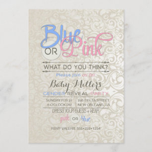 Invitation Révélation du sexe du bébé Fête en satin damassé