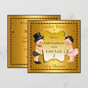Invitation Révélation du sexe Fête prénatale Garçon Fille Or