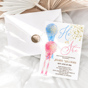 Invitation Révélation du sexe par ballons roses et bleus