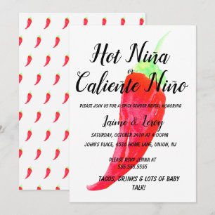 Invitation Révélation du sexe Piment piquant Niña Niño 