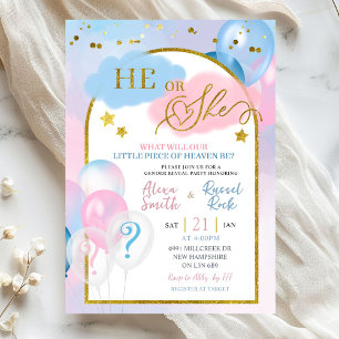 Invitation Révélation du sexe Rose Bleu Petit Morceau de Ciel