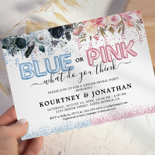 Invitation Révélation du sexe Rose ou Bleu Baby Shower