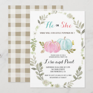 Invitation Révélation sexuelle des Citrouilles de couleur ble