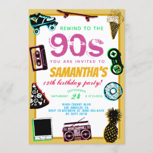 Invitation Revenez à l'anniversaire des années 90