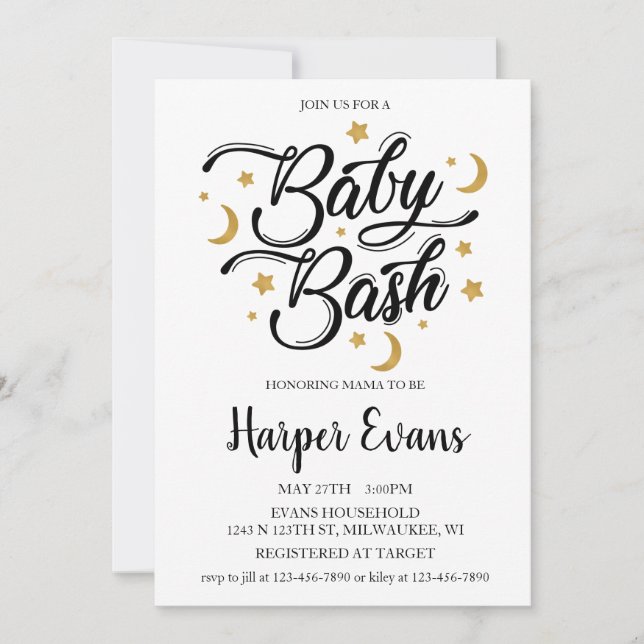 Invitation Rêver des étoiles et des lunes (Devant)