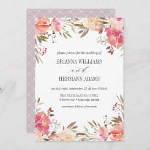 Invitation Rêver rose   Boho Chic Flowers mariage