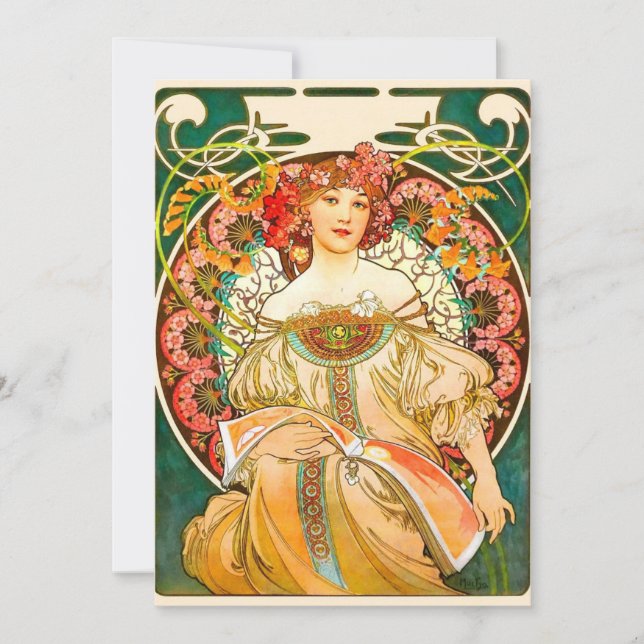Invitation Rêverie Art nouveau d'Alphonse Mucha (Devant)