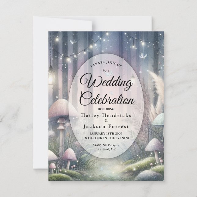 Invitation Rêves de Lumière de Lanterne Mariage en Forêt Ench (Devant)