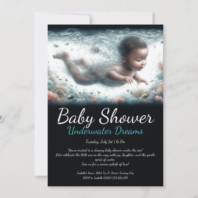 Invitation Rêves sous-marins - Baby shower (Devant)