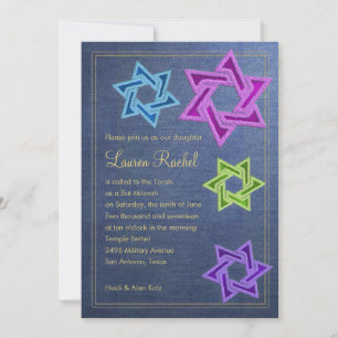 Invitation Revêtement bleu bat mitzvah