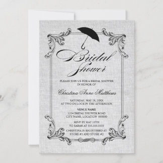 Invitation Revêtement de lin vintage et Fête des mariées d'or