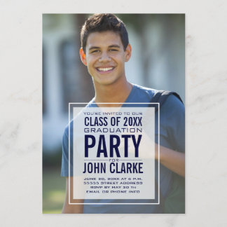 Invitation Revêtement moderne Homme Photo Graduation Party