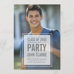 Invitation Revêtement moderne Homme Photo Graduation Party