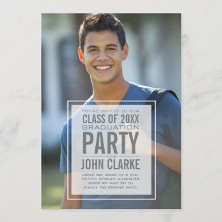 Invitation Revêtement moderne Homme Photo Graduation Party
