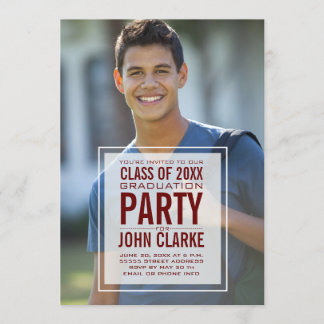 Invitation Revêtement moderne Homme Photo Graduation Party