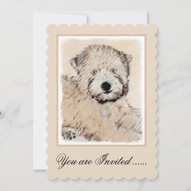 Invitation Revêtu doux Roue Peinture Terrier Art original (Devant)