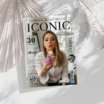 Invitation Revue couverture qr code 30th Birthday party<br><div class="desc">Fêtez 30 ans dans le style d'une véritable étoile avec cette invitation d'anniversaire inspirée par le magazine ! Doté d'une mise en page audacieuse avec photo personnalisée, arrière - plan modifiable et texte noir propre, ce design comprend de l'espace pour un code QR afin de rendre le partage d'informations d'événement...</div>
