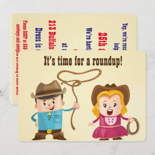 Invitation Revue de barbecue personnalisée Cowboy et Cowgirl