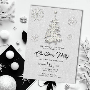 Invitation Rhinestone noir blanc hiver Merveilles Noël