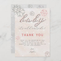 Rhinestones d'hiver rose Baby shower Merci