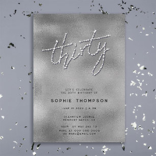 Invitation Rhinestones modernes Réflexions Argent Glam 30e