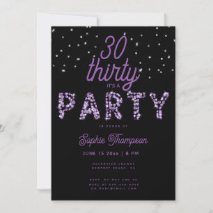 Invitation Rhinestones Violets Calligraphie Moderne 30 Annive