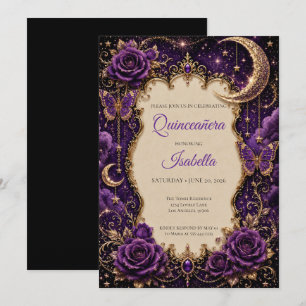 Invitation Rhinestones Violets de Luxe Princesse Quinceañera